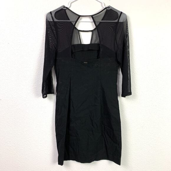 Guess Black Cutout Stretch Sheer Shoulders Bodycon Short Dress Size 9 - Picture 4 of 6